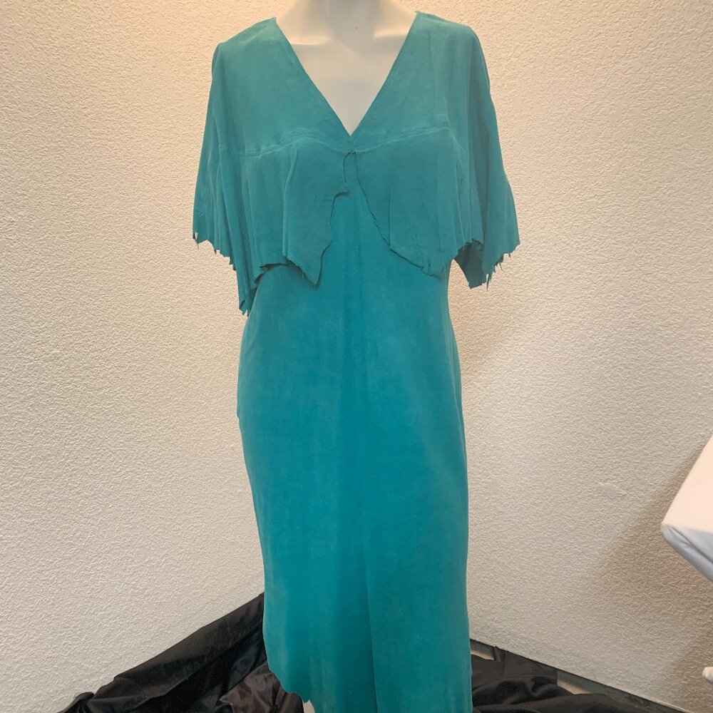 Penny Howard Design Originals size L teal dress leather/faux leather pre owned